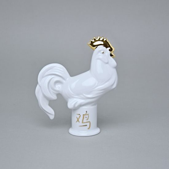 Kohout, 15 x 5 x 12,5 cm, Bílé + zlato, Porcelánové figurky Duchcov