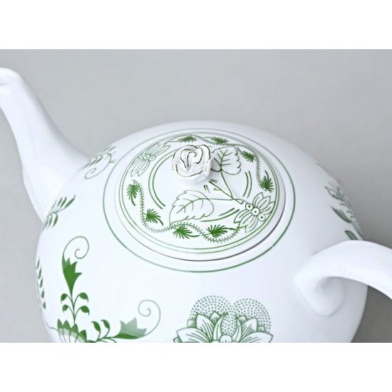 Konvice čajová "se sítkem" a víčkem 1,2 l, zelený cibulák, Český porcelán a.s.