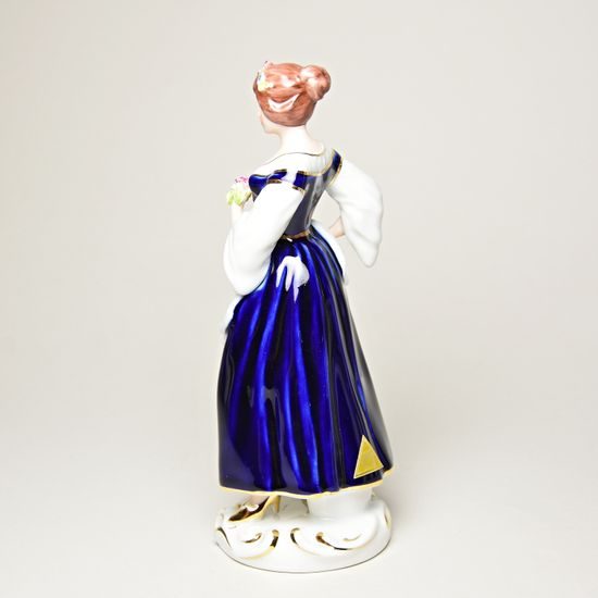 Lady with flower 7 x 8 x 19 cm, Porcelain Figures Duchcov