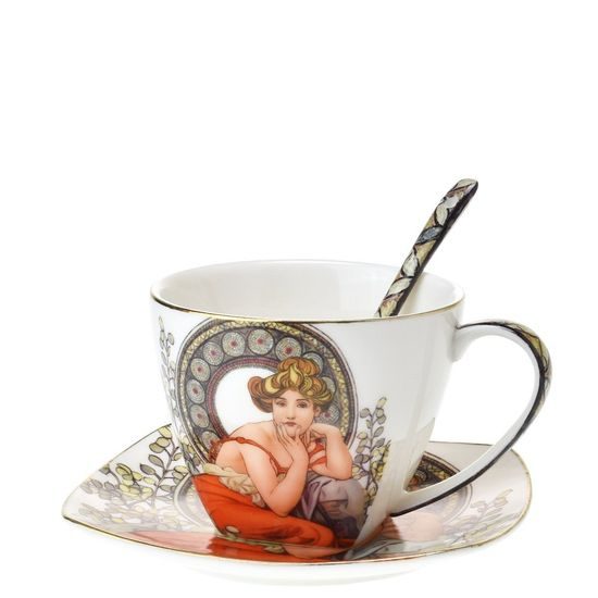 Sada 2 šálků 250 ml + podšálků 14 cm, Topaz, A. Mucha, Home Elements