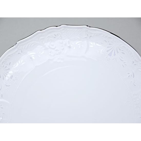 Cake plate 32 cm, Thun 1794 Carlsbad porcelain, BERNADOTTE frost, Platinum line