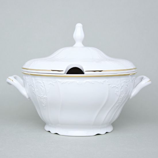 Soup tureen 2,5 l, Thun 1794 Carlsbad porcelain, BERNADOTTE gold line