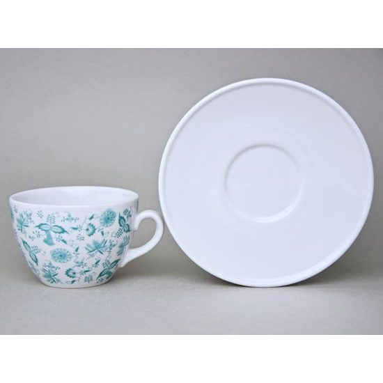 Šálek 330 ml a podšálek 17 cm Milada, Fragmenty cibuláku, zelená, Český porcelán a.s.