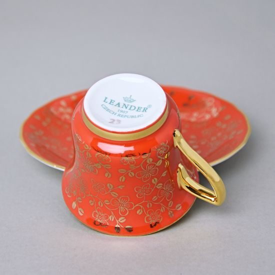 Šálek 80 ml a podšálek mokka Windsor, Oranžová, Leander 1907 Loučky