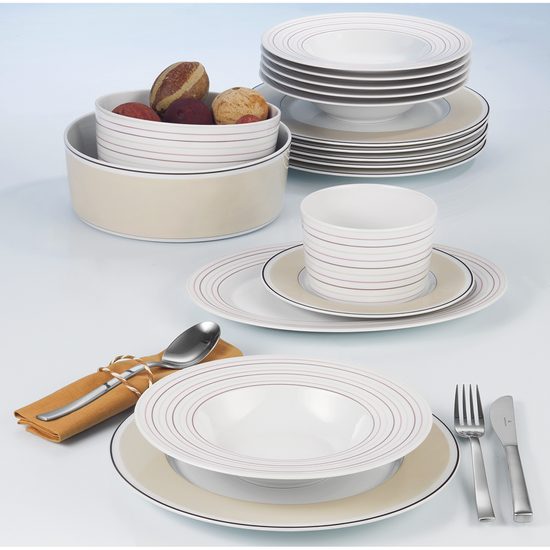 Dining set for 6 persons (16 Pcs), No Limits 24943 Cream Lines, Seltmann Porcelain