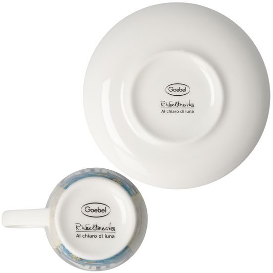 Espresso šálek a podšálek Chiaro di luna 100 ml, jemný kostní porcelán, Kočky Goebel R. Wachtmeister