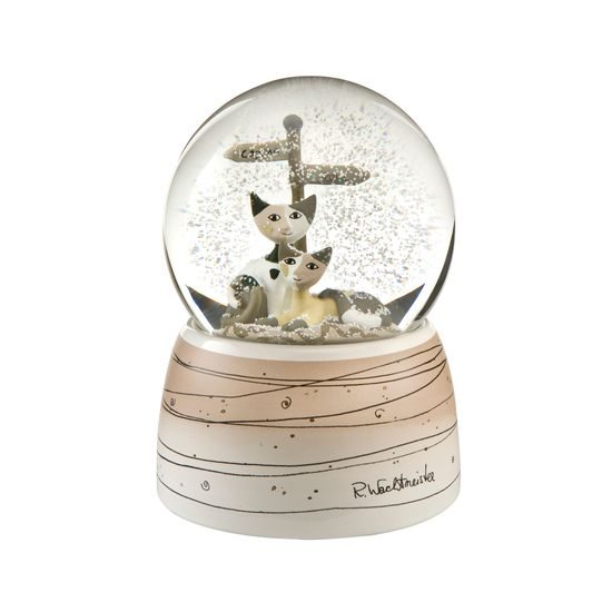 Sněžná koule Fermo e Egidio 20 cm, porcelán, sklo, Kočky Goebel R. Wachtmeister