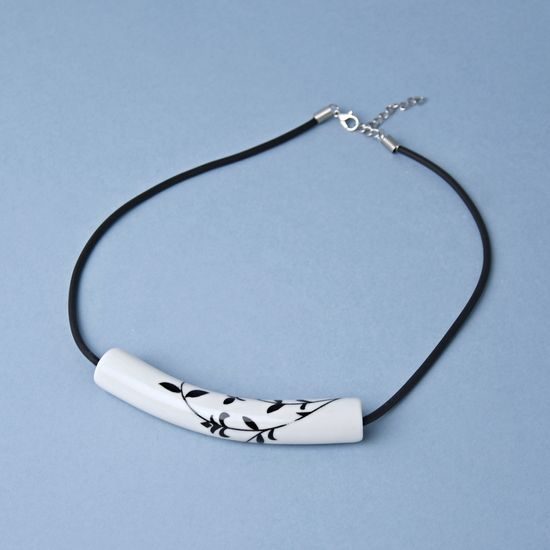 Náhrdelník: Dutinka - černý cibulák, Porcelánové šperky Ateliér Mallys