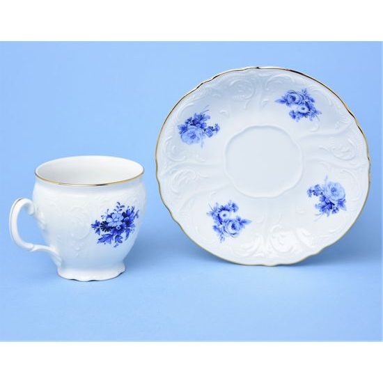 Cup and saucer 220 ml / 16 cm, Thun 1794 Carlsbad porcelain, BERNADOTTE blue rose