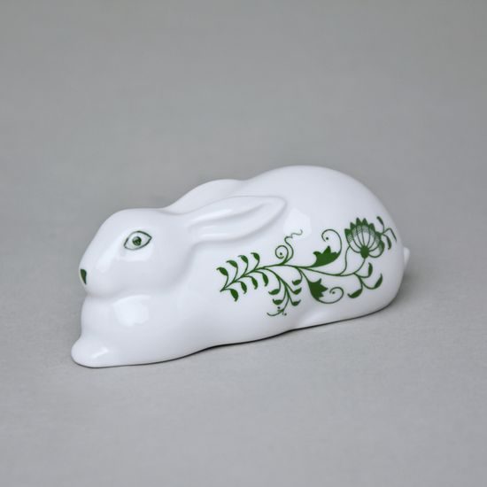 Zajíc ležící 10 cm, Cibulák zelený, originální z Dubí