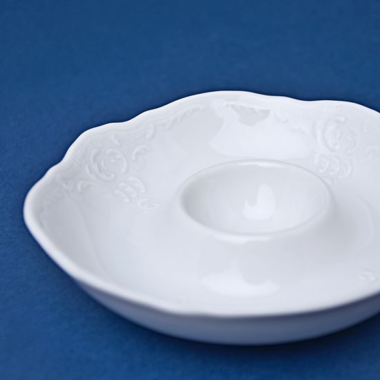 Egg cup - plate, Thun 1794 Carlsbad porcelain, BERNADOTTE white