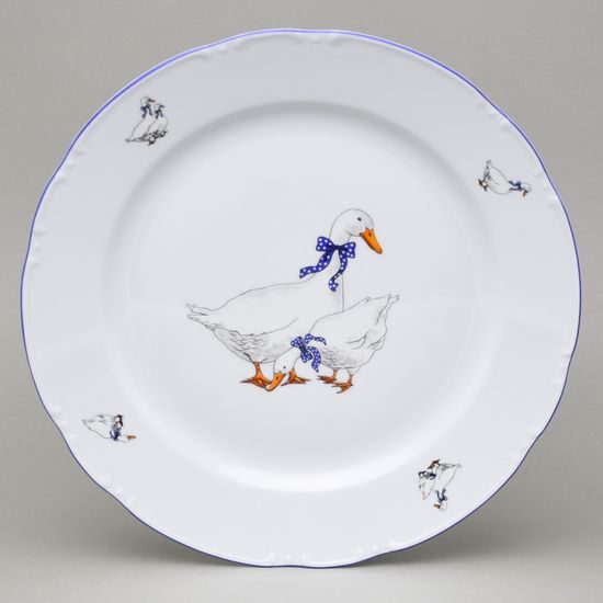 Constance husy, Mísa mělká kulatá 30 cm (klubový talíř), Thun 1794, karlovarský porcelán