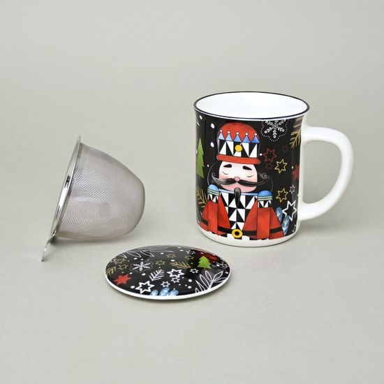 Mug 380 ml The Nutcracker with strainer and lid, new bone china, EGAN