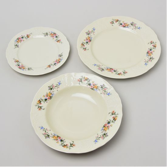 Plate set for 6 pers., Thun 1794 Carlsbad porcelain, BERNADOTTE ivory + flowers