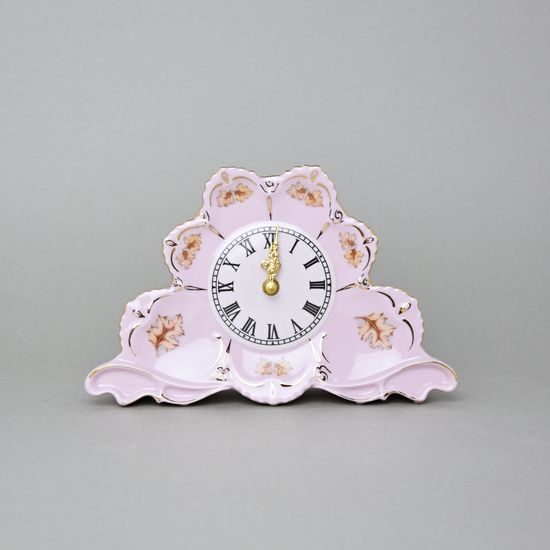 Hodiny krbové 20 x 13 cm, Lenka 527, Růžový porcelán z Chodova