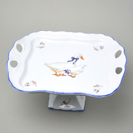 Platter Aida 30 x 25 cm on stand 14 cm, Český porcelán a.s., Goose