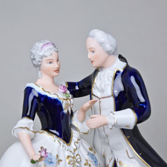 Pár rokoko 16 x 10,5 x 22 cm, Porcelánové figurky Duchcov