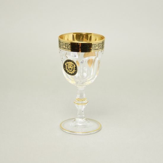 Astra Gold: Wine glass 170 ml, 15,2 cm, crystal + gold + lion, Provenza, Golden Black Decor