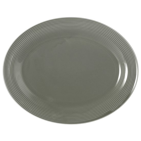 Beat perleťová šedá: Talíř oválný 35 x 28 cm, porcelán Seltmann