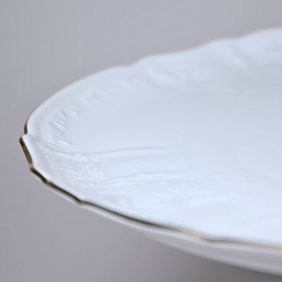 Cake plate on stand 32 cm, Thun 1794 Carlsbad porcelain, BERNADOTTE gold line