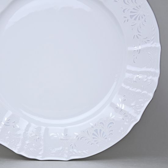 Club plate 30 cm, Thun 1794 Carlsbad porcelain, BERNADOTTE frost, Platinum line