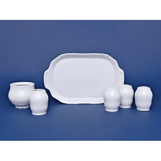 Cruet set 6 pcs., Thun 1794 Carlsbad porcelain, BERNADOTTE white