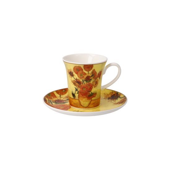 Šálek a podšálek Slunečnice, 100 ml / 12 cm, jemný kostní porcelán, V. van Gogh, Goebel