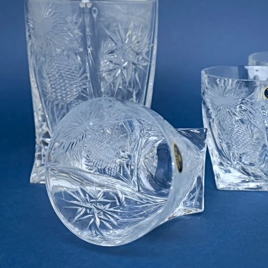 Quadro whisky set 500PK, thistle decor, 1+6 for 6 per., 700 ml + 340 ml, Bohemia Crystalite