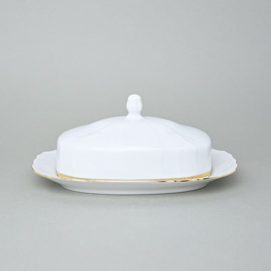 Butter dish 250 g, Thun 1794 Carlsbad porcelain, BERNADOTTE gold line