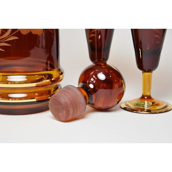 Egermann: Crystal Wine Set Amber for four, 5 pcs., h: 34 cm