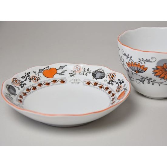 Orange-black Onion: Cup and saucer B plus B 0,21 l / 14 cm for coffee, Český porcelán a.s.