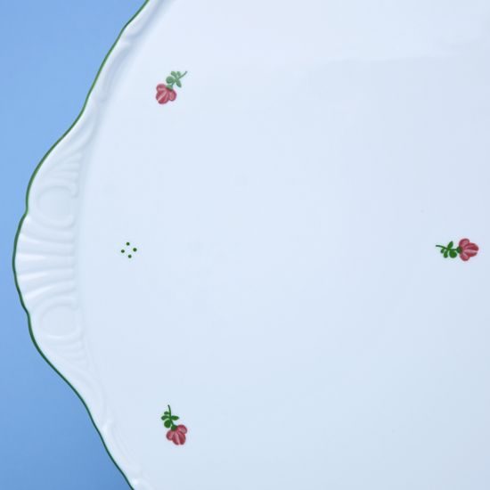 Talíř dortový s uchy 31 cm, Verona červené kvítí + zelená, G. Benedikt 1882