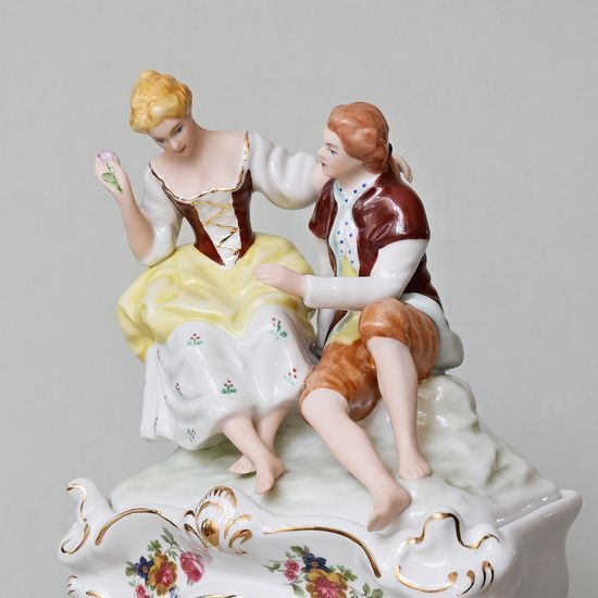 Clock Romance 20 x 9,5 x 29 cm, Saxe, Porcelain Clocks Royal Dux Bohemia