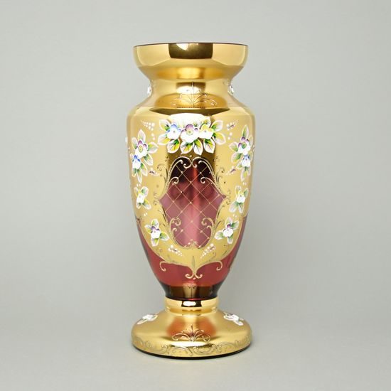 Egermann: Vase Rubin Pink + Enamel 30,5 cm, Crystal Vases Egermann