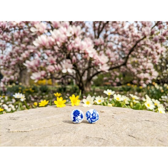 Earrings: Dots - Blue Decors, 3 variants, Porcelain Jewels Studio Mallys