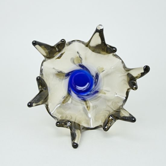 Egermann: Designová váza modrá + šedý kouř, 32,5 cm, Skleněné vázy Egermann