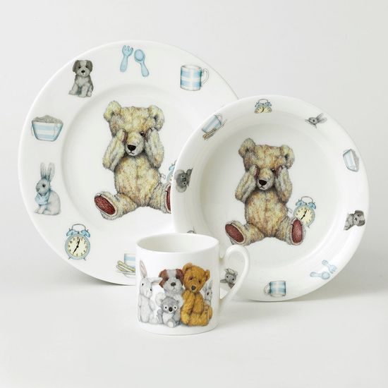 Teddy time: Children's 3 pcs. set in giftbox, Roy Kirkham fine bone china