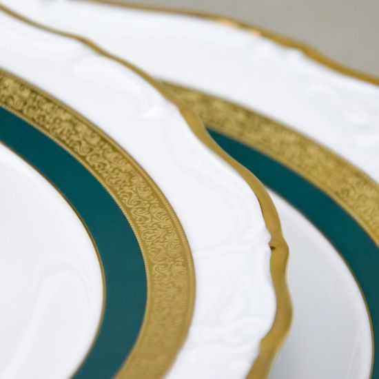 Plate dining 25 cm, Marie Louise 8800501 gold + green, Thun 1794 a.s.