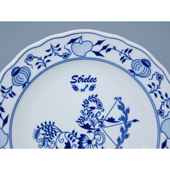 Talíř mělký 24 cm, Střelec, (i na zeď), Cibulák, originální z Dubí