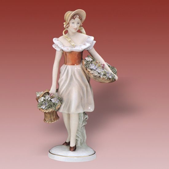 Gardener woman 13,5 x 11 x 26 cm, Porcelain Figures Duchcov