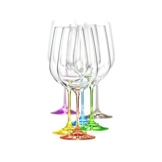 Viola 550 ml Rainbow - colour set, Red wine glass, 6 pcs., Crystalex