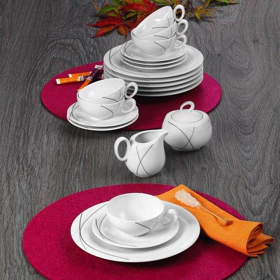 Tea set for 6 persons (20 Pcs), Trio 71381 Highline, Seltmann Porcelain