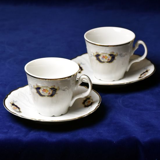 Cup 210 ml and saucers, Thun 1794 Carlsbad porcelain, BERNADOTTE arms