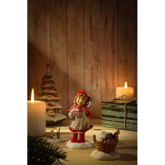 Figurka Košík s dřívím 5 / 5 / 4,5 cm, kamenina, Goebel