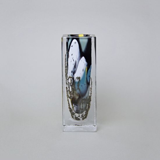 Vase Square 19 cm, collection Fleck, metallurgical glass, Vendula Zámečníková