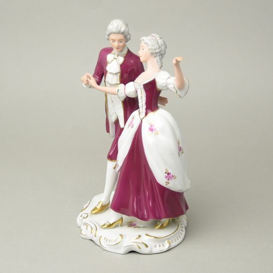 Taneční pár rokoko 16 x 13 x 23 cm, Purpur, Porcelánové figurky Duchcov (2.j.)