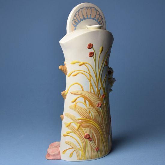 Váza/figurka reliéfní 27 cm A. Mucha Léto 1900, matný dekor biskvit, porcelán, Goebel