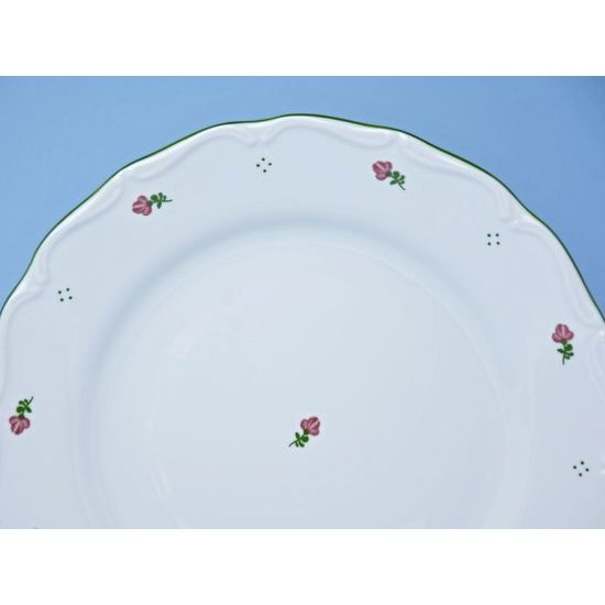 Talíř mělký 25 cm, Verona červený kvítek + zelená, G. Benedikt 1882