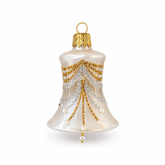 Christmas Tree Decoration Bell, White Frost, Czech Glass christmas decorations