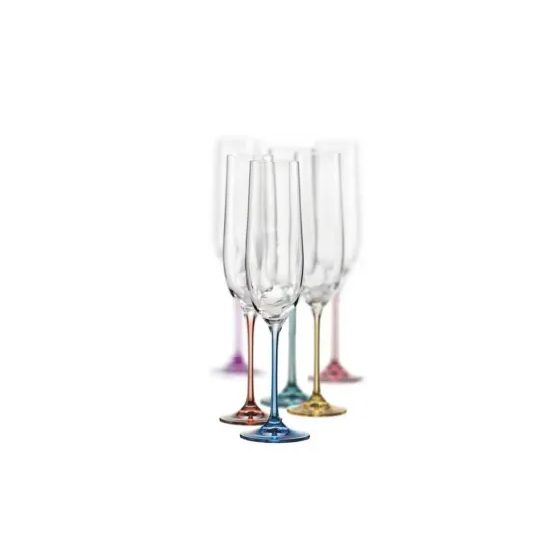 Spectrum 190 ml Rainbow - colour set, Champagne glass, 6 pcs., Crystalex